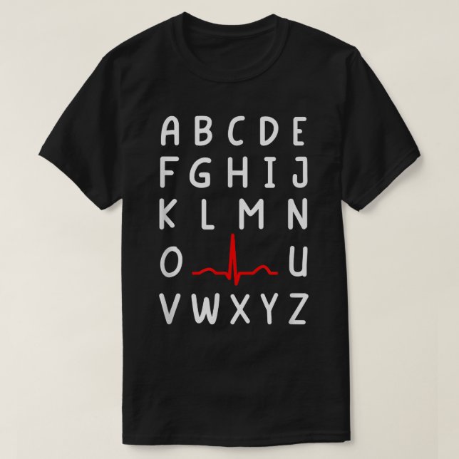 Nurse PQRST Nursing ECG and EKG Alphabet Funny Nur T-Shirt (Design Front)