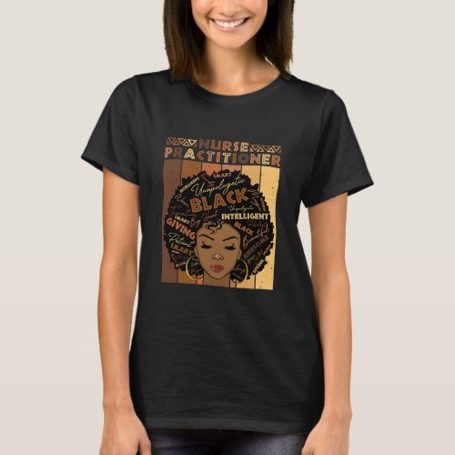 Nurse Practitioner Afro Hair Black History Month T_Shirt