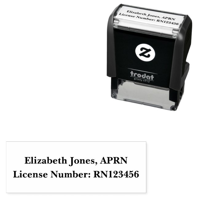 Nurse Practitioner (APRN) Name and License Number Self-inking Stamp (In Situ)