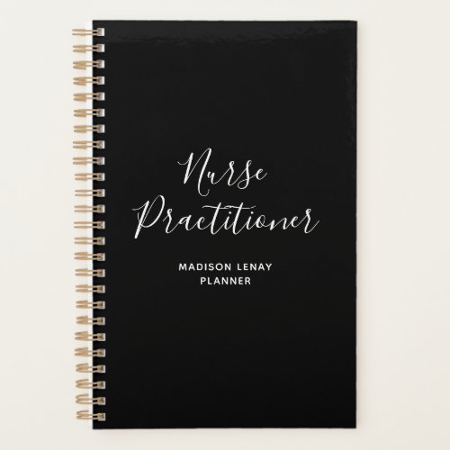 Nurse Practitioner Black White Script Name Student Planner