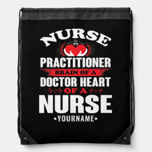 Nurse Practitioner Brains Of A Doctor Heart Of Drawstring Bag