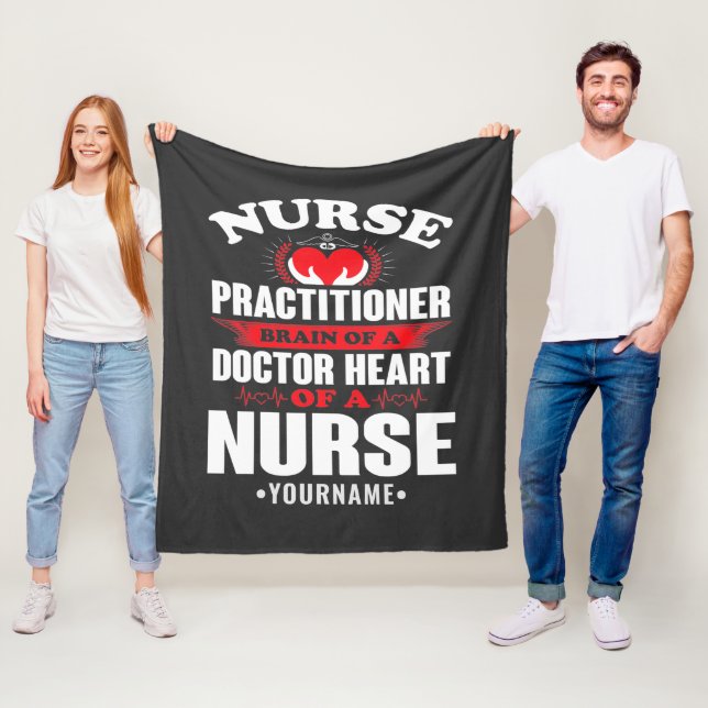 Nurse Practitioner Brains Of A Doctor Heart Of Fleece Blanket (In Situ)
