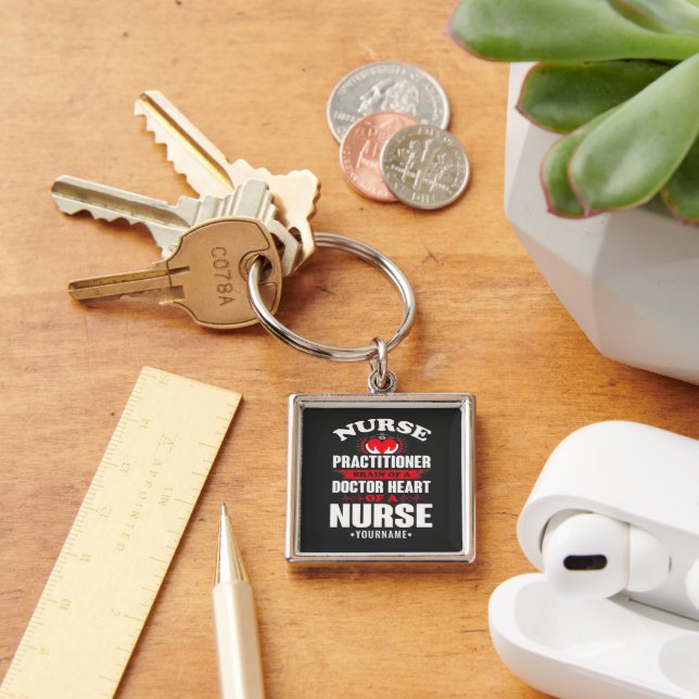 Nurse Practitioner Brains Of A Doctor Heart Of Keychain (Desk)