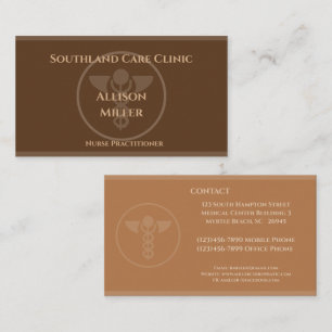 Nurse Practitioner Brown Caduceus Business Card