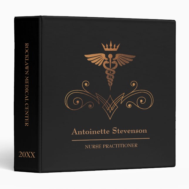 Nurse Practitioner Caduceus 3 Ring Binder (Front/Spine)