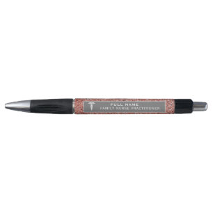 Nurse Practitioner Caduceus Rose Gold Glitter Pen