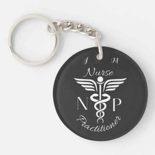 Nurse Practitioner Caduceus Symbol Personalized Keychain