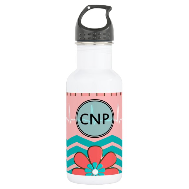 Nurse Practitioner Chevron Design Stainless Steel Water Bottle (Front)