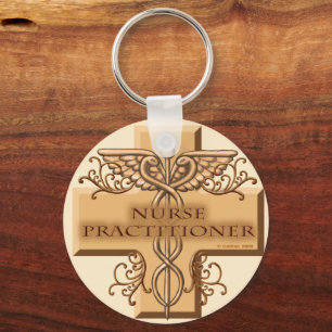 Nurse Practitioner Cross Caduceus Keychain