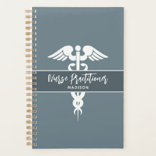 Nurse Practitioner Dusty Blue White Personalized Planner