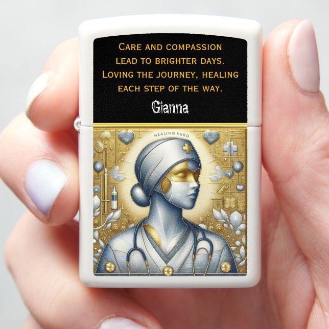Nurse Practitioner Embodying Compassion and Care Zippo Lighter (In Hand)
