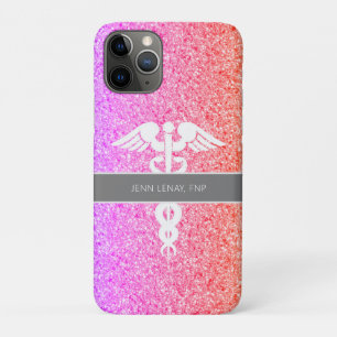 Nurse Practitioner FNP Rainbow Glitter Monogram iPhone 11 Pro Case