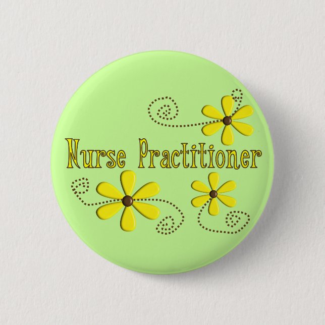 Nurse Practitioner Gifts Daisies Design Button (Front)