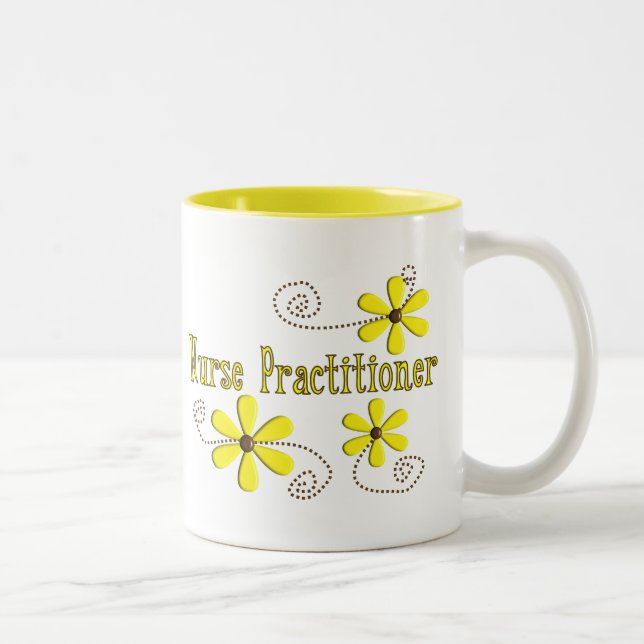 Nurse Practitioner Gifts Daisies Design Two-Tone Coffee Mug (Right)