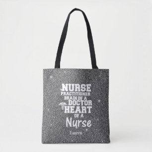 Nurse Practitioner Glitter Funny Tote Bag