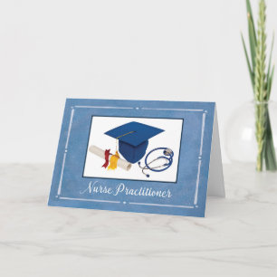Nurse Practitioner Graduate Cap Diploma Stethoscop Card