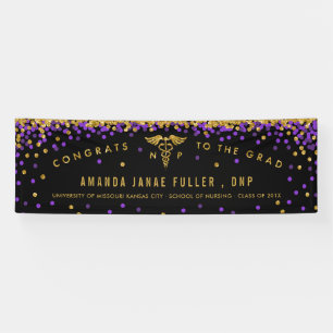 Nurse Practitioner Graduation Banner Purple & Gold
