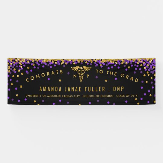 Nurse Practitioner Graduation Banner Purple Gold Zazzle Com