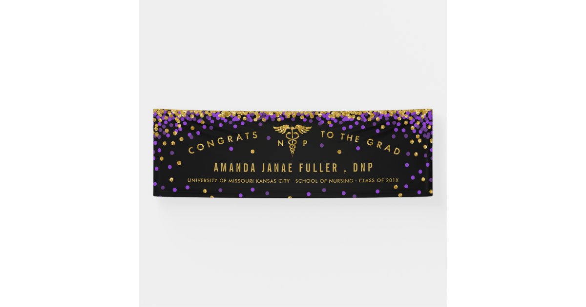 Nurse Practitioner Graduation Banner Purple Gold Zazzle Com