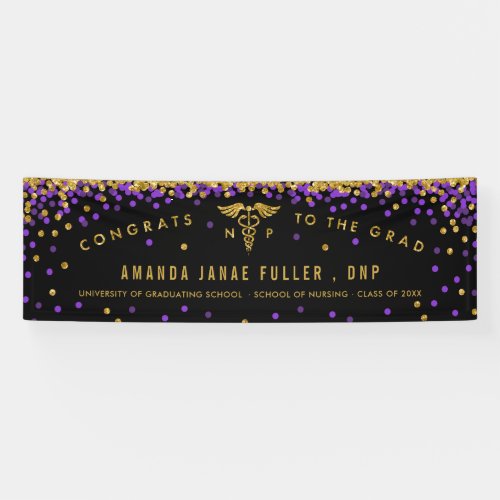 Nurse Practitioner Graduation Banner Purple  Gold