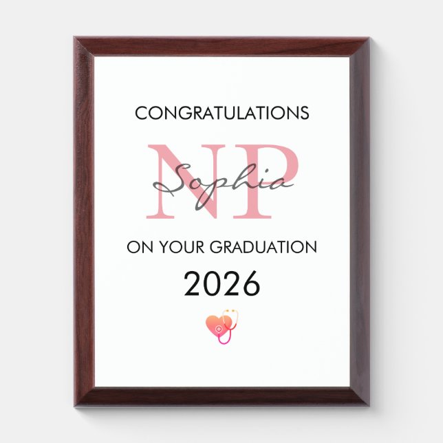 Nurse Practitioner Graduation Personalized 2026 Award Plaque (Vertical)