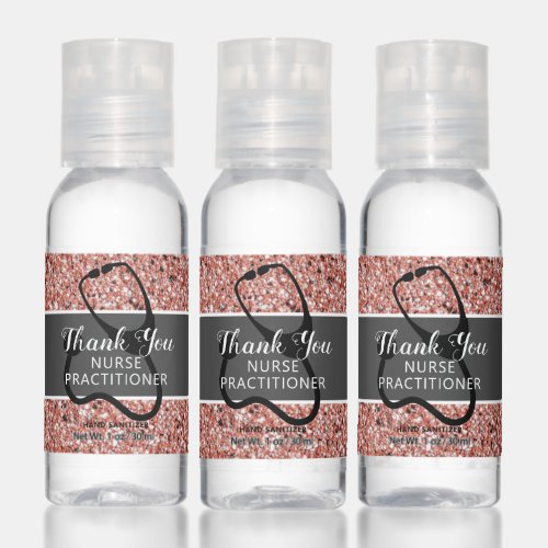 Nurse Practitioner Graduation Rose Gold Thank You Hand Sanitizer