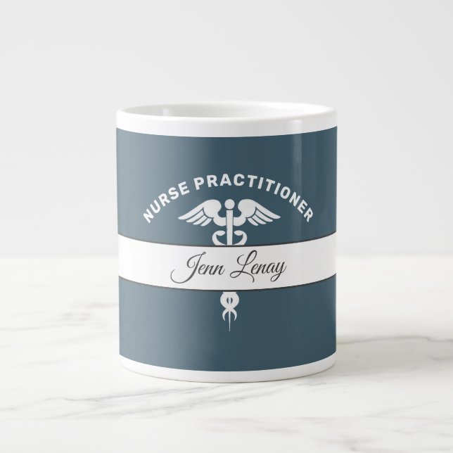 Nurse Practitioner Graduation Script Personalized Giant Coffee Mug (Front)