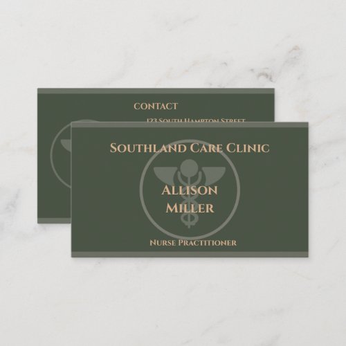 Nurse Practitioner Green Caduceus Business Card