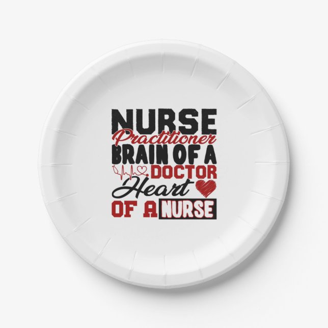 Nurse Practitioner Heart Shirt Paper Plates (Front)