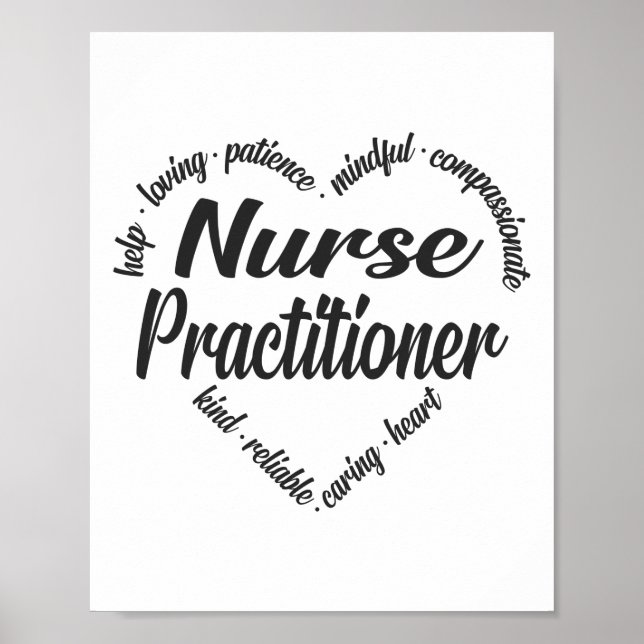 Nurse Practitioner Heart Word Cloud Poster (Front)