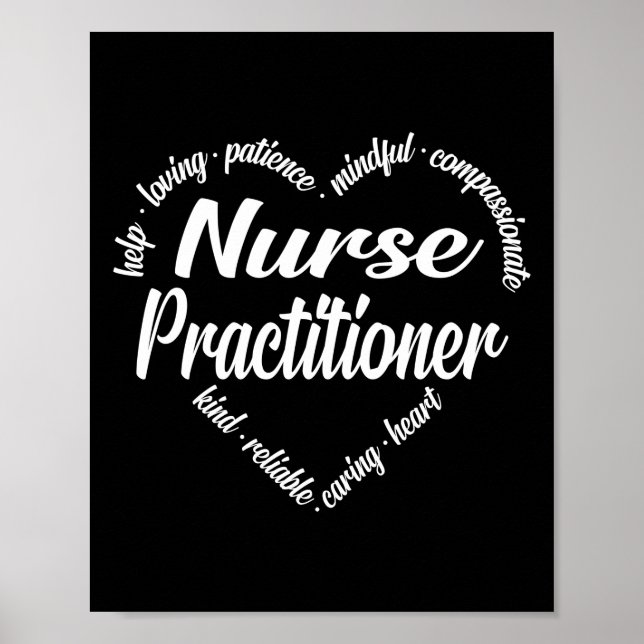 Nurse Practitioner Heart Word Cloud Poster (Front)