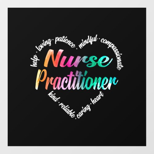 Nurse Practitioner Heart Word Cloud Watercolor Floor Decals