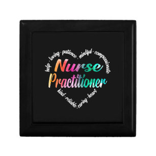 Nurse Practitioner Heart Word Cloud Watercolor Gift Box