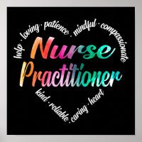 Nurse Practitioner Heart Word Cloud Watercolor
