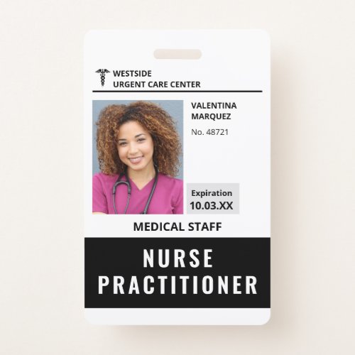 Nurse Practitioner ID Photo Logo Barcode Badge