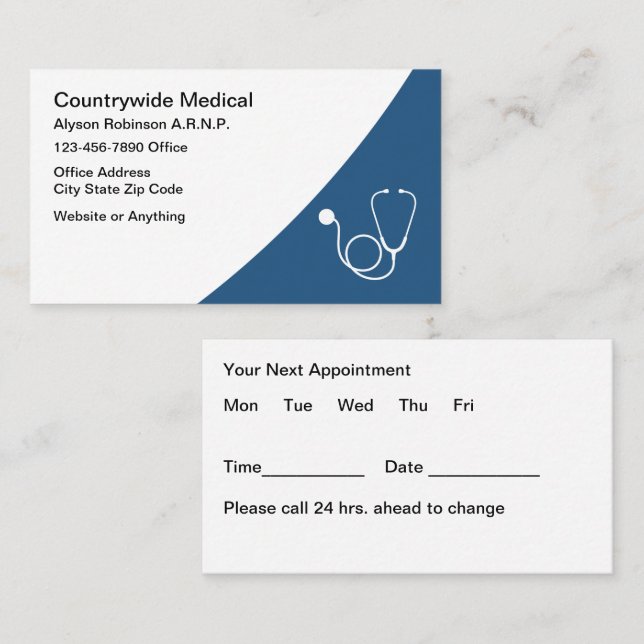 Nurse Practitioner Medical Office Appointment Card (Front/Back)