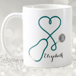 Nurse Practitioner Medical Professional Heart Love Coffee Mug<br><div class="desc">Give your favorite nurse or nurse practitioner their very own monogrammed coffee mug. Nurse works hard and when they get a break they deserve a good cup of coffee! Simple and modern design features a medical stethoscope wrapped in a love heart pattern. Perfect for all types of medical professionals. Great...</div>