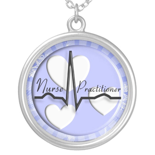 Nurse Practitioner Necklace Sterling Silver (Front)