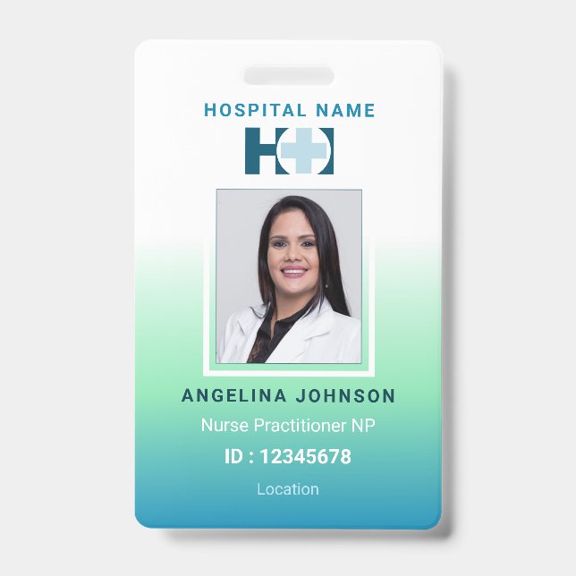 Nurse Practitioner NP Blue Green Name and Photo ID Badge