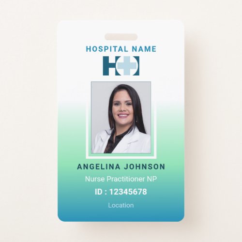 Nurse Practitioner NP Blue Green Name and Photo ID Badge