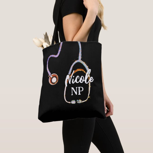 Nurse Practitioner NP Gift RN Stethoscope  Tote Bag (Close Up)