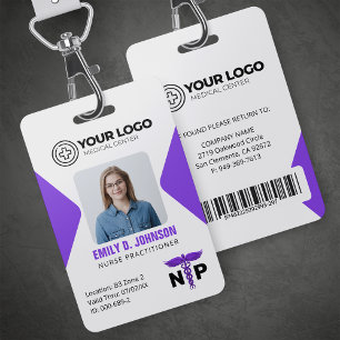 Nurse Practitioner NP Logo Photo & Barcode Badge