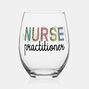 Nurse Practitioner NP nurse appreciation gifts Stemless Wine Glass