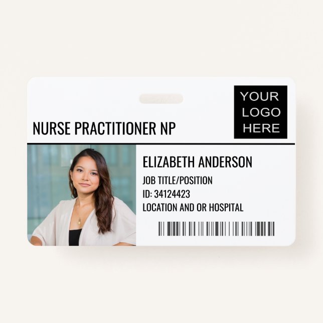 Nurse Practitioner NP Photo ID Hospital Logo Badge (Front)