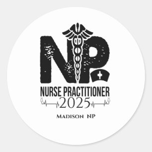   Nurse Practitioner Personalized White  Classic Round Sticker