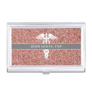 Nurse Practitioner Pink Glitter Personalized  Business Card Case