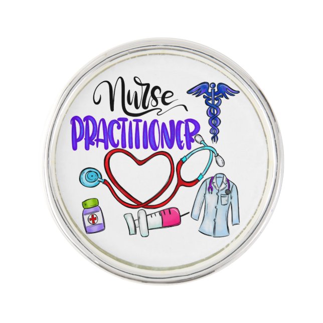 Nurse Practitioner Planet Jill Round Lapel Pin (Front)