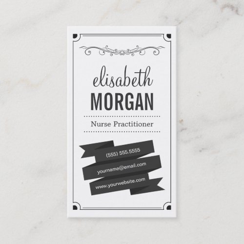 Nurse Practitioner - Retro Black and White Business Cards