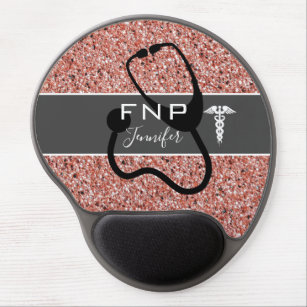 Nurse Practitioner Rose Gold Glitter Personalized Gel Mouse Pad