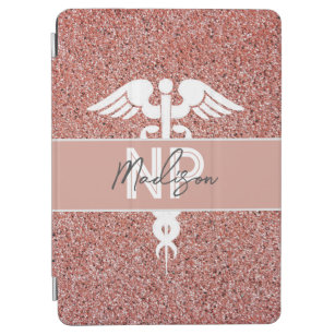 Nurse Practitioner Rose Gold Glitter Personalized iPad Air Cover
